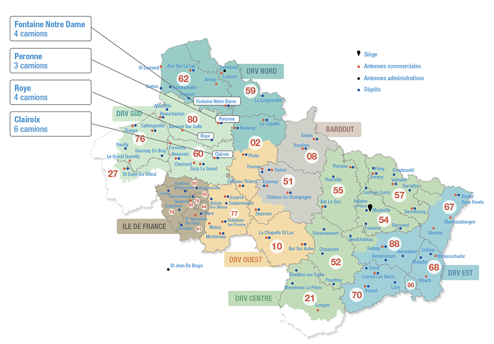 Présent sur 27 départements du Nord et de l’Est de la France