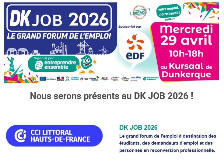 La CCI Littoral Hauts de France sera présente au DKJOB2026